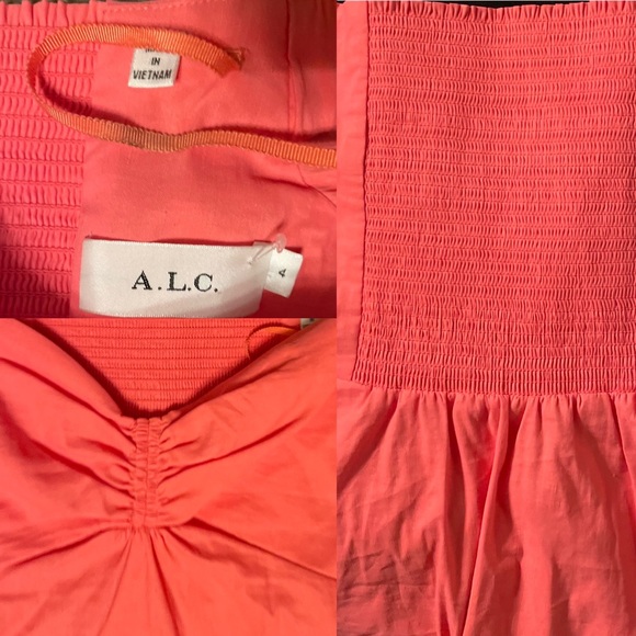 A.L.C. Mila Pink Linen Blend Off the Shoulder Mini Dress Size 4 - Picture 10 of 12